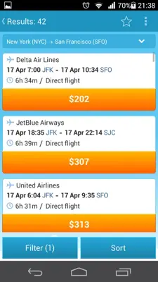 Flights android App screenshot 2